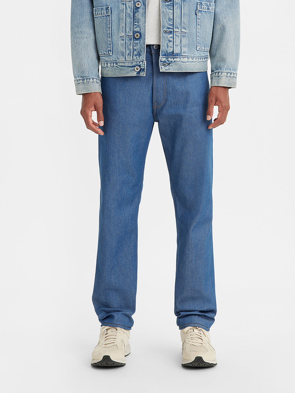 Men's 501 Blue Straight Fit Mid Rise Jeans
