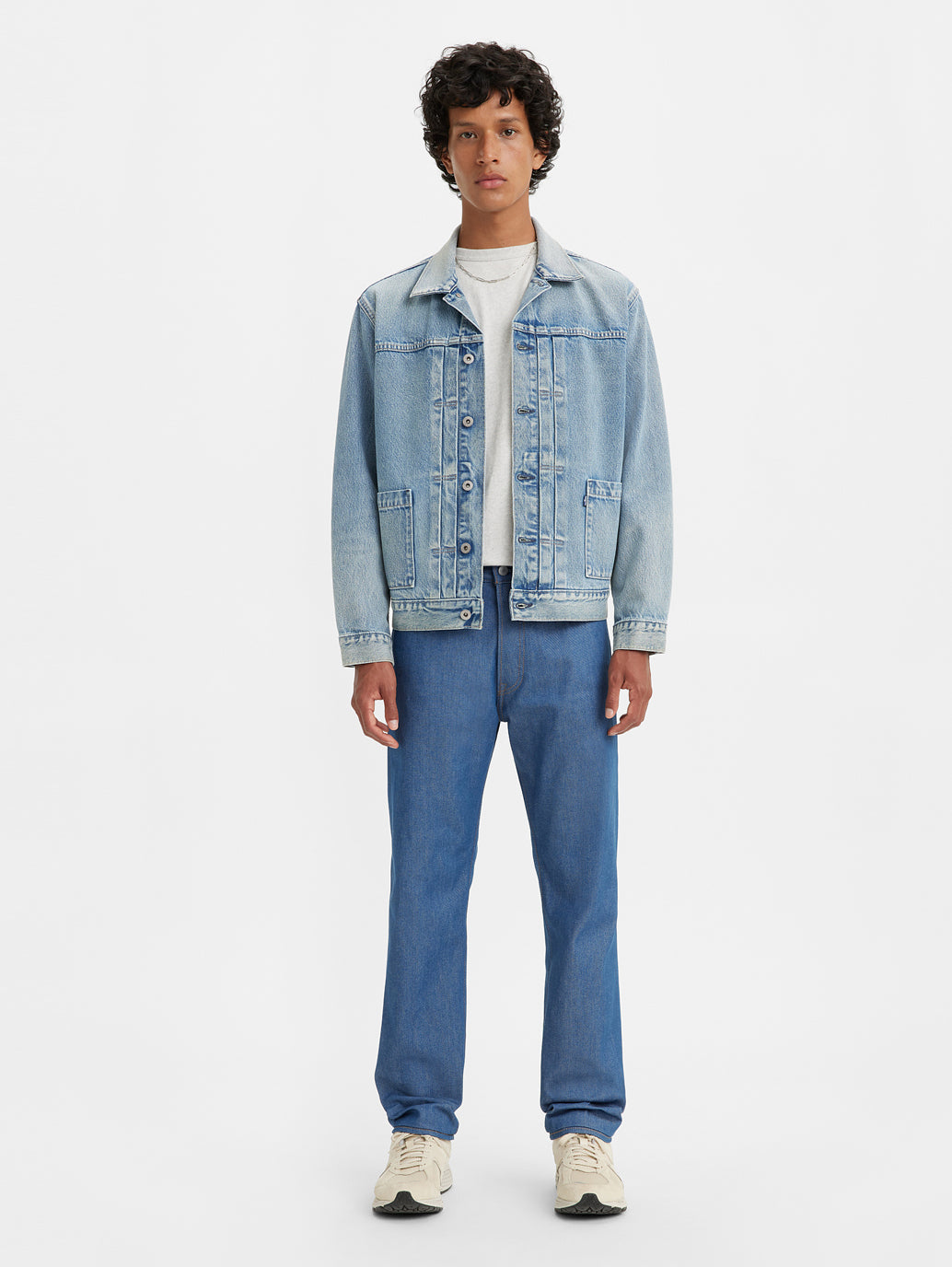 Men's 501 Blue Straight Fit Mid Rise Jeans