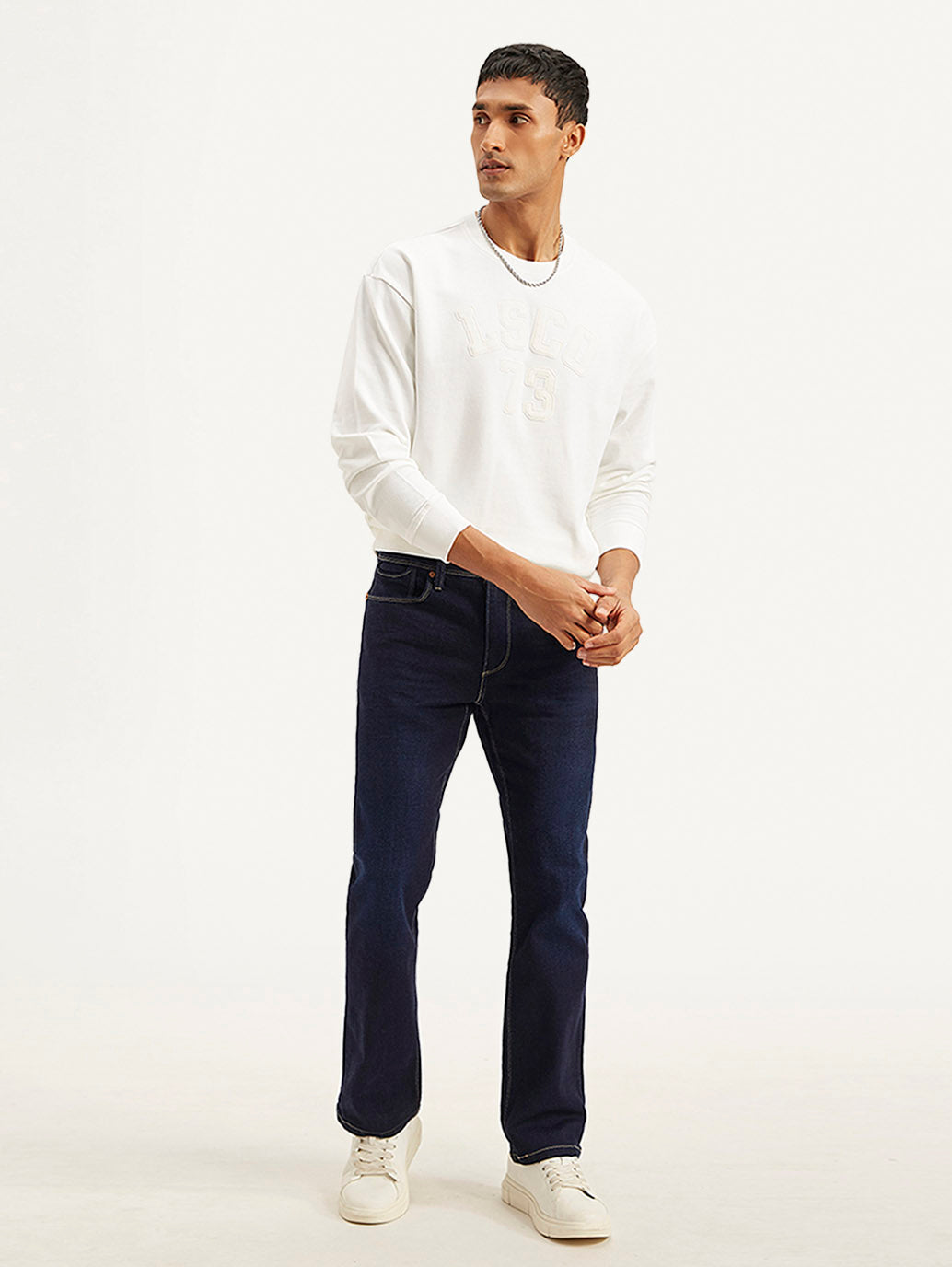 Men's 527 Navy Blue Bootcut Fit Mid Rise Jeans