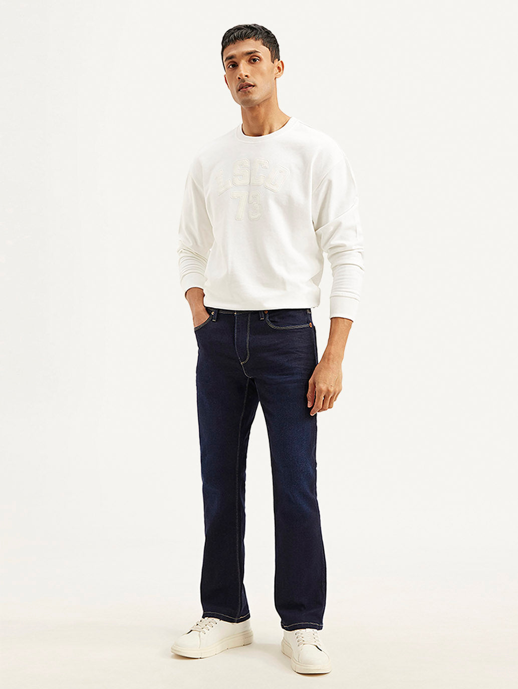 Men's 527 Navy Blue Bootcut Fit Mid Rise Jeans