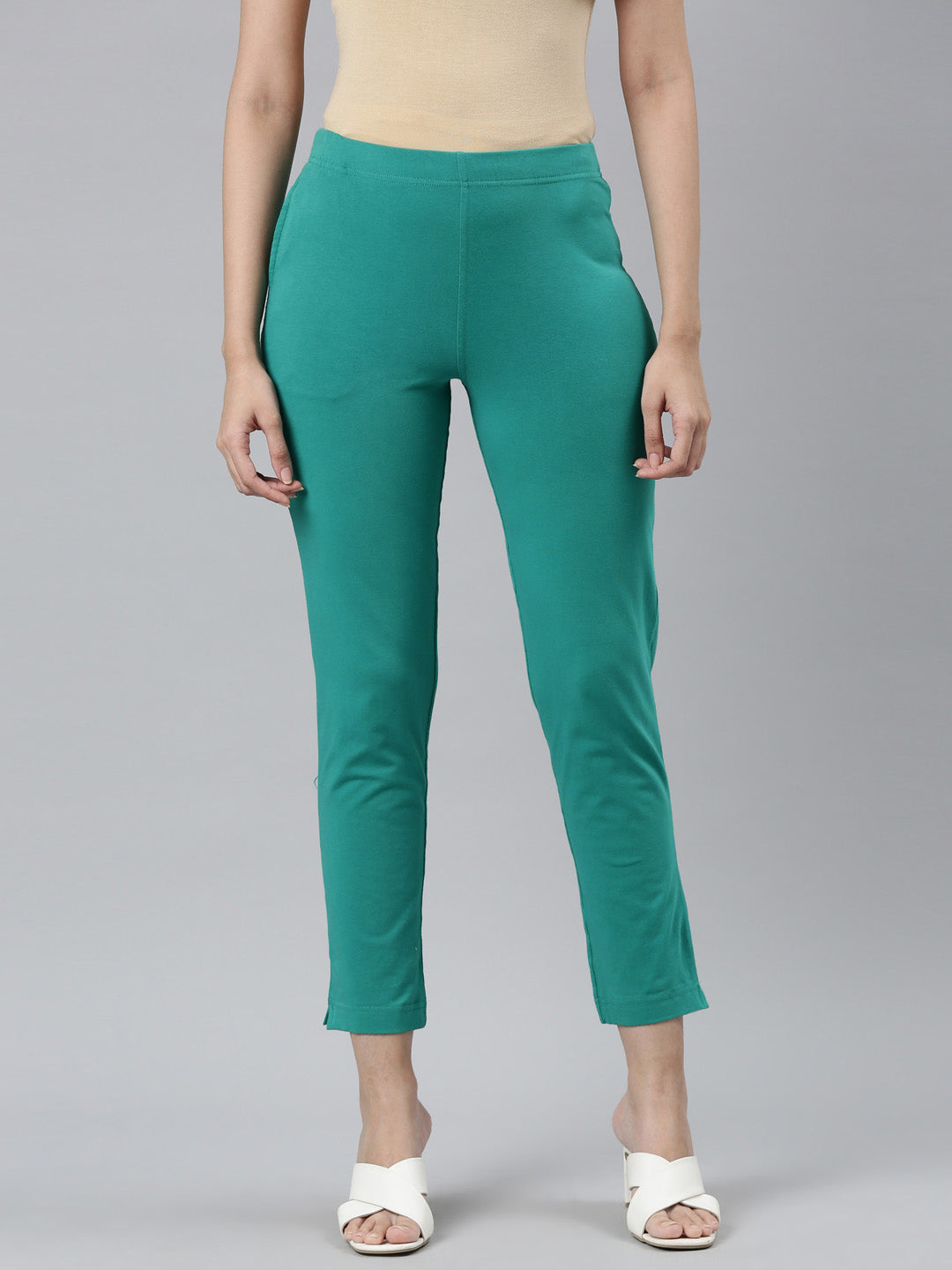 Peacock Green Cotton Stretch Kurti Pants