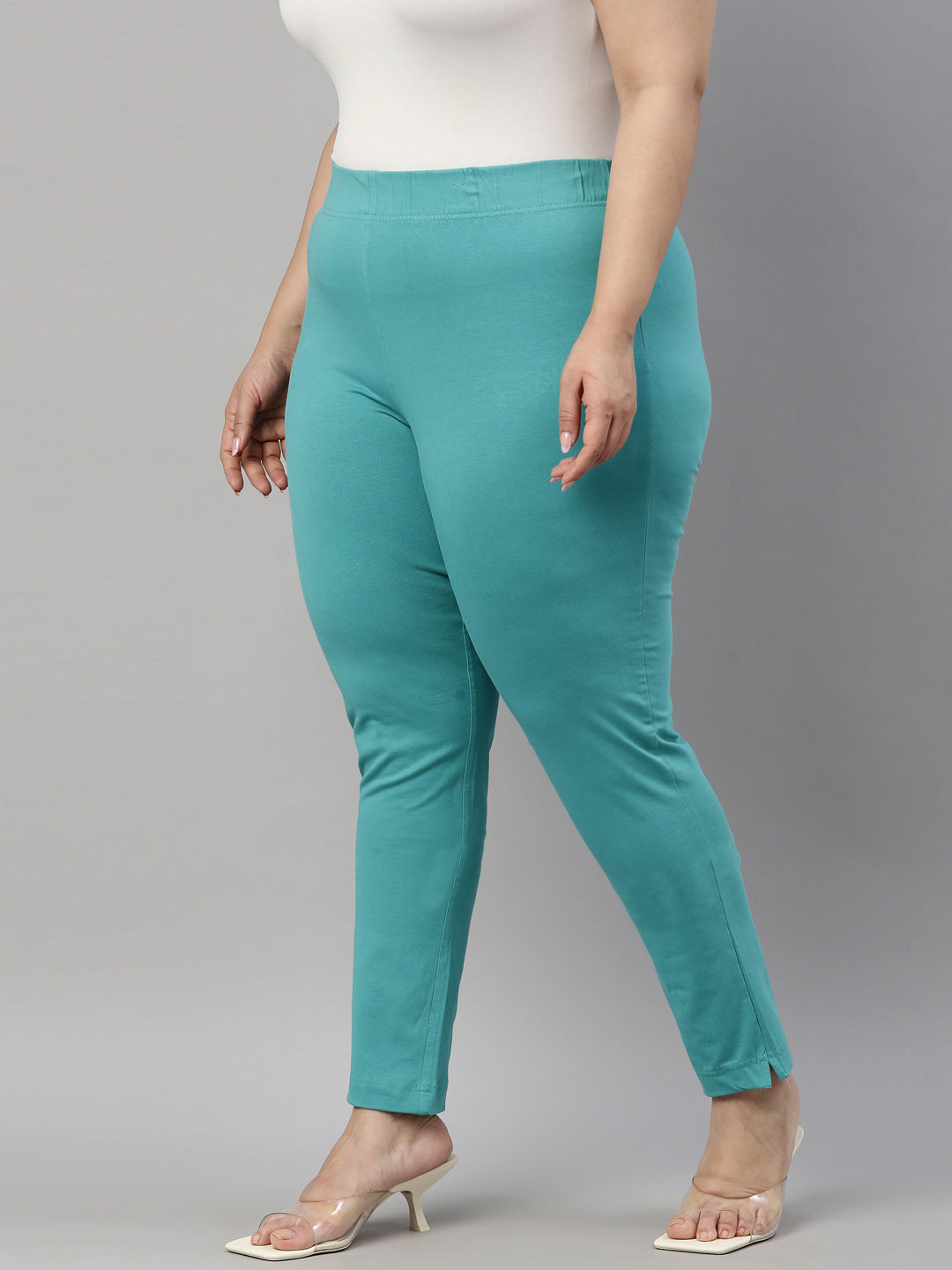 Dark Mint Cotton Stretch Kurti Pants