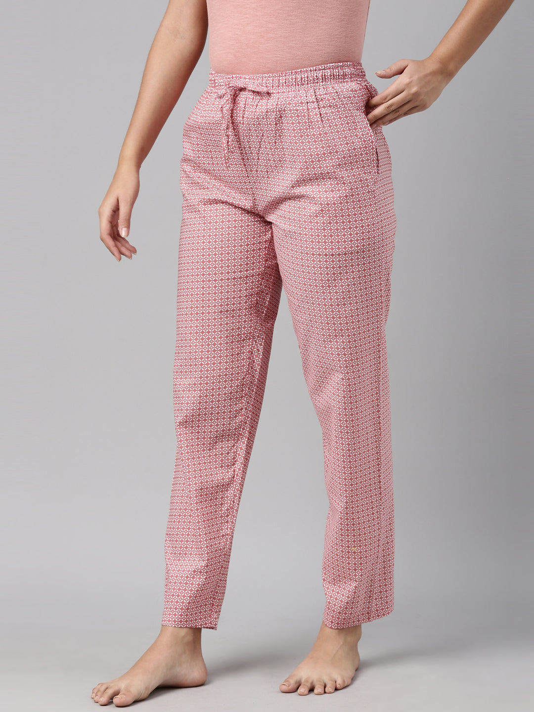 Coral Cotton Woven Printed Lounge Pants