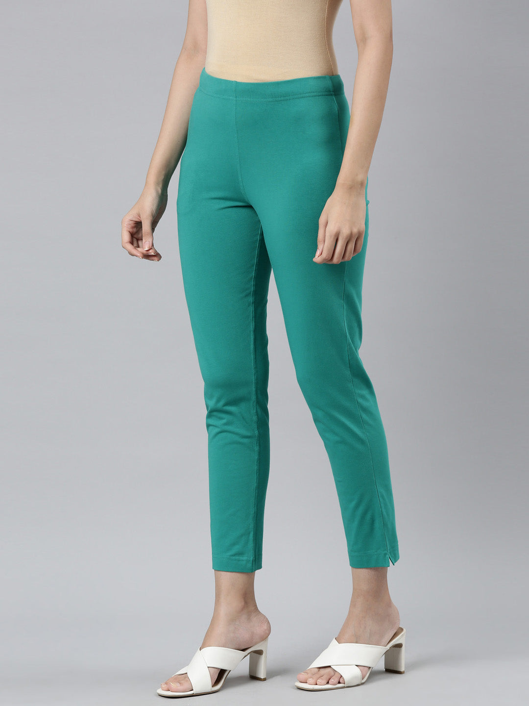 Peacock Green Cotton Stretch Kurti Pants