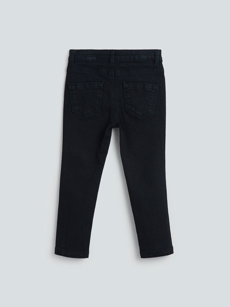 HOP Kids Black Slim-Fit Mid- Rise Jeans