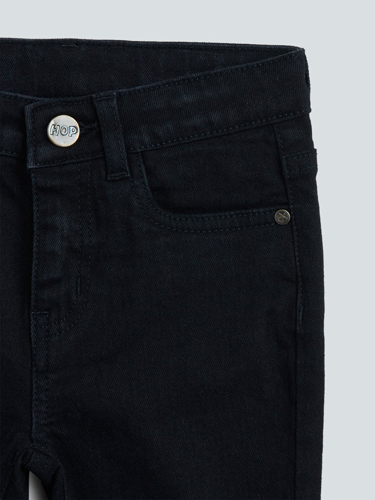 HOP Kids Black Slim-Fit Mid- Rise Jeans