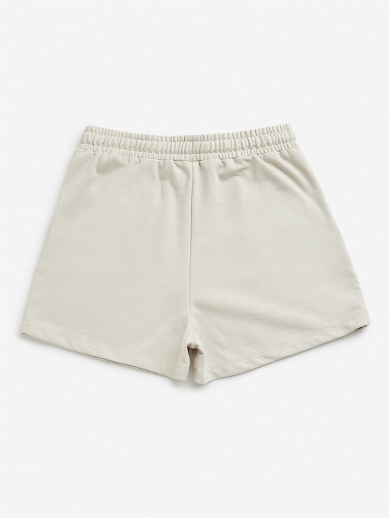 Y&F Kids Beige Mid Rise Cotton Shorts