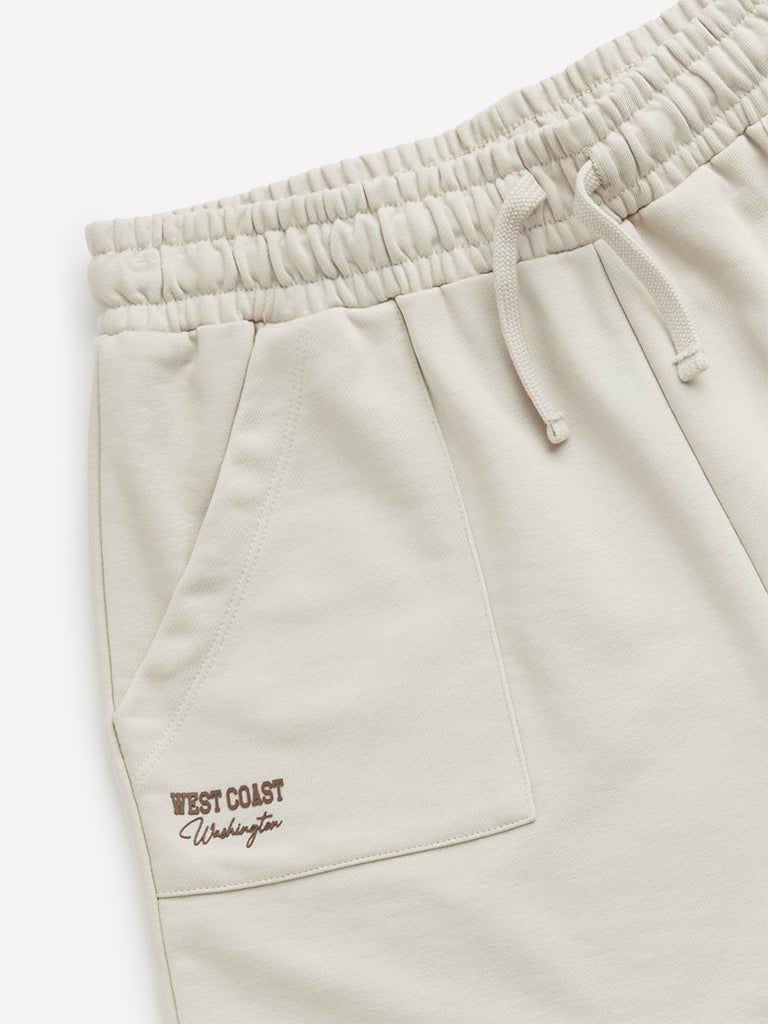Y&F Kids Beige Mid Rise Cotton Shorts