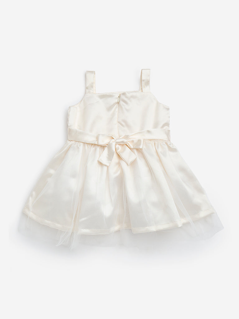 HOP Baby Off-White Bow Design A-Line Dress