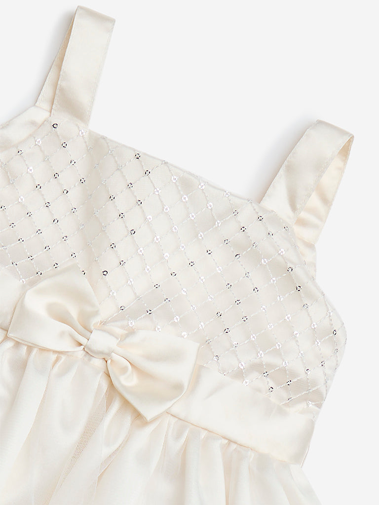 HOP Baby Off-White Bow Design A-Line Dress