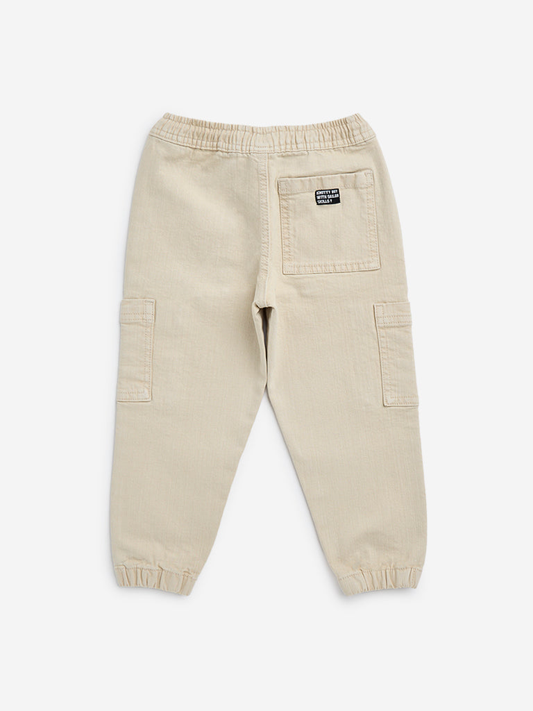 HOP Kids Beige Relaxed-Fit Mid-Rise Jeans