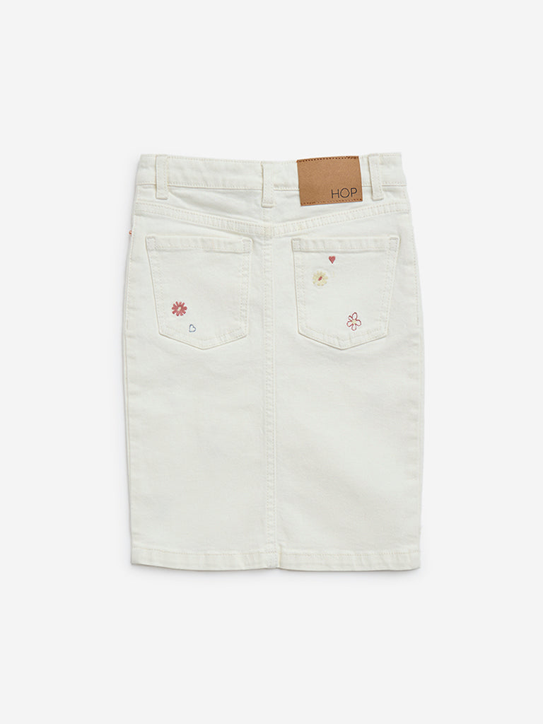 HOP Kids Off-White Floral Mid-Rise Skirt