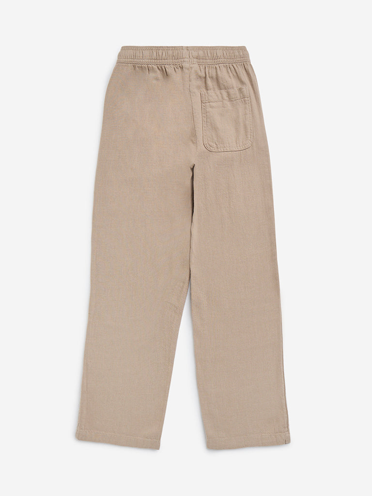 Y&F Kids Beige Mid-Rise Cotton-Blend Pants