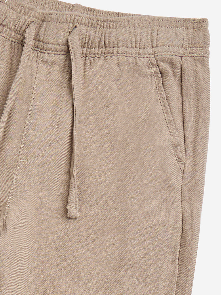 Y&F Kids Beige Mid-Rise Cotton-Blend Pants
