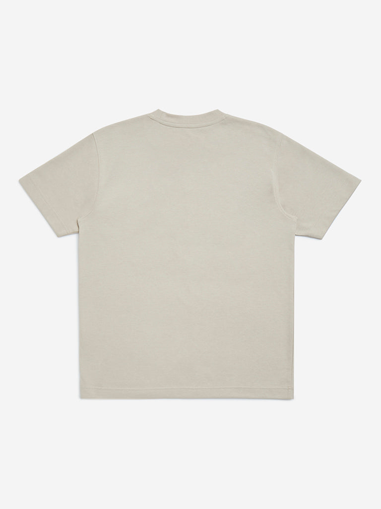 Y&F Kids Beige Relaxed-Fit Cotton-Blend T-Shirt