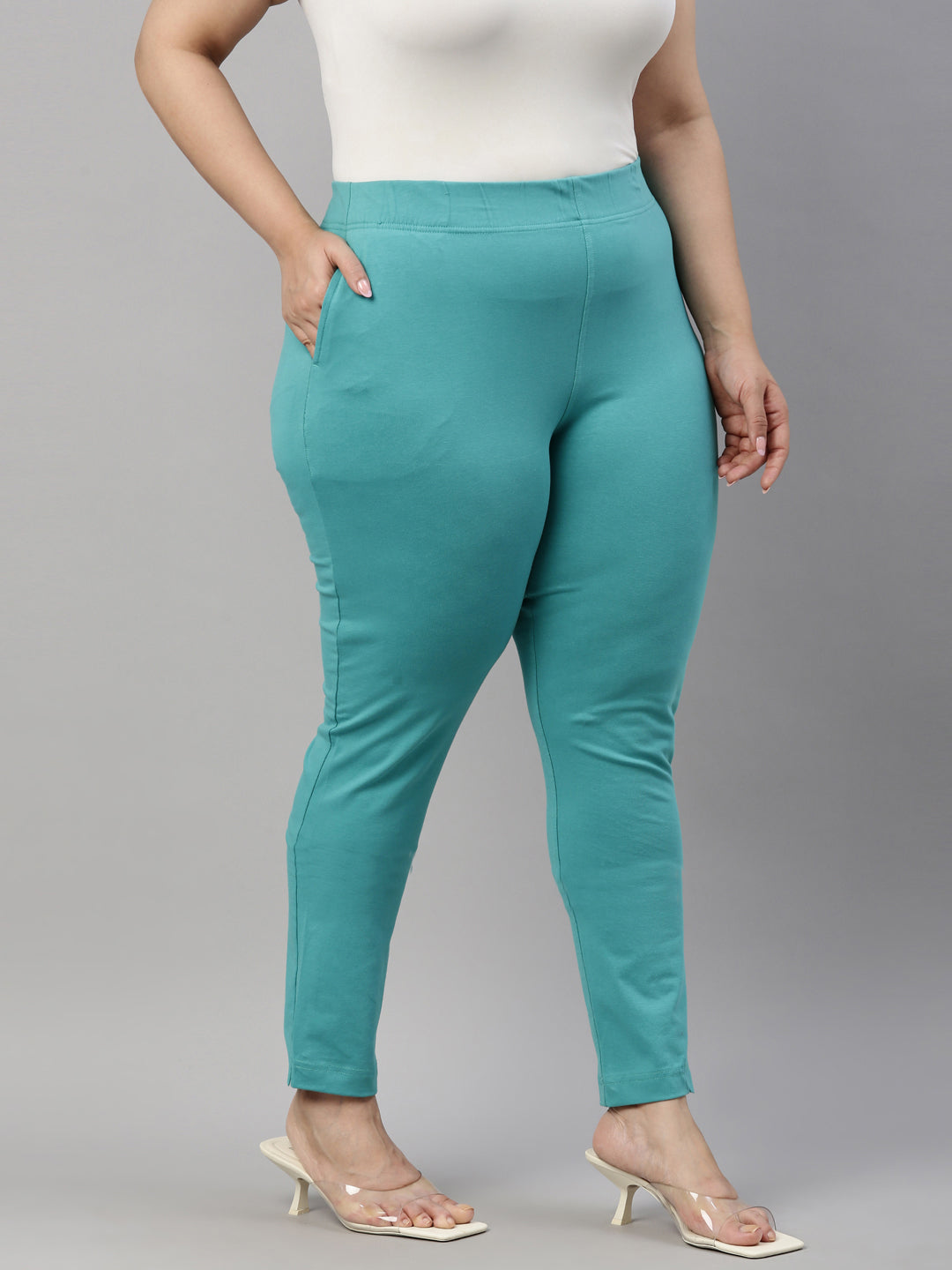 Dark Mint Cotton Stretch Kurti Pants