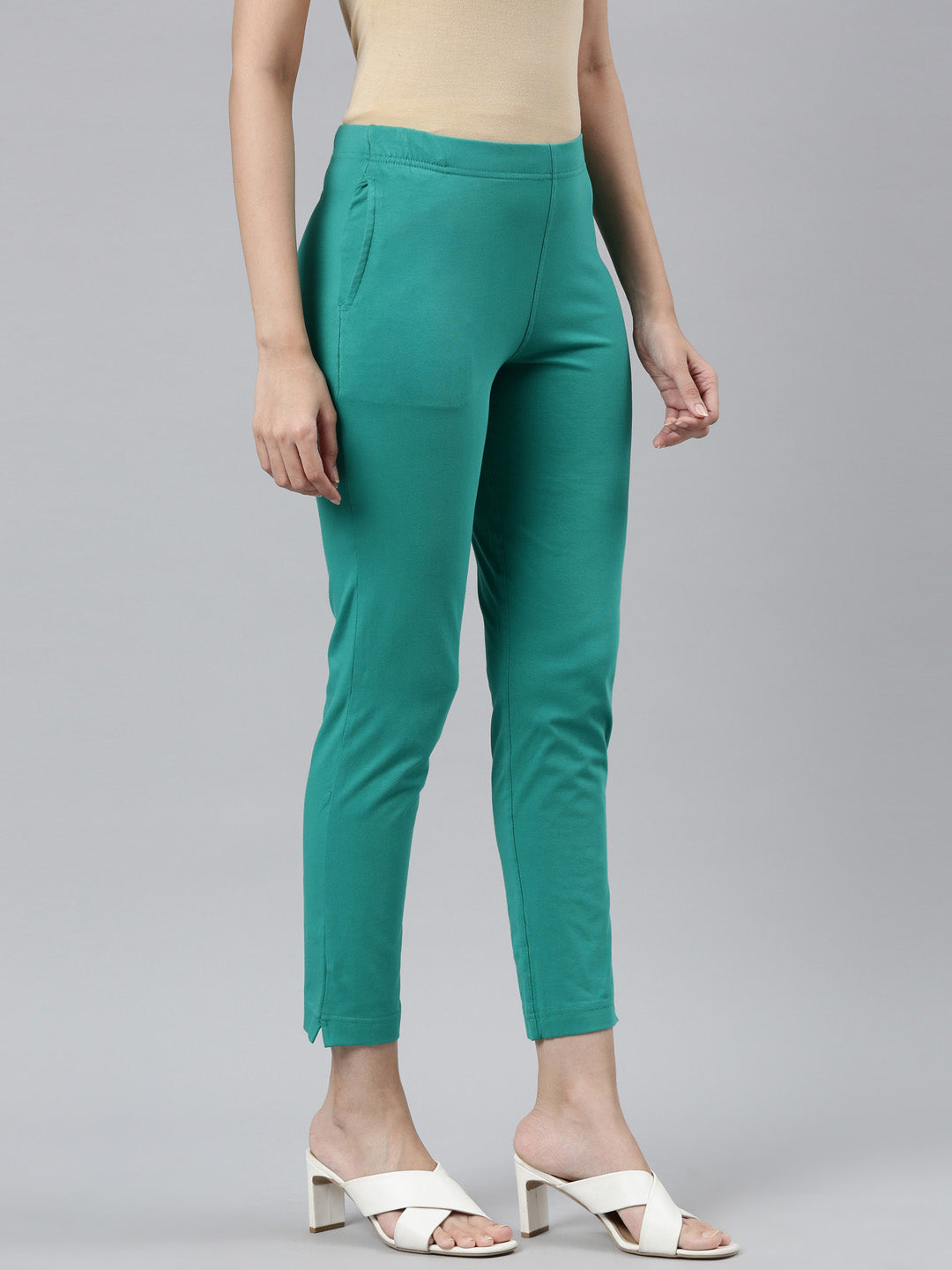 Peacock Green Cotton Stretch Kurti Pants