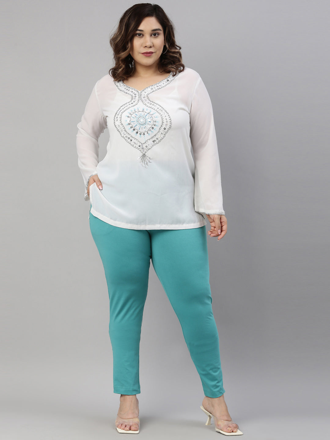 Dark Mint Cotton Stretch Kurti Pants