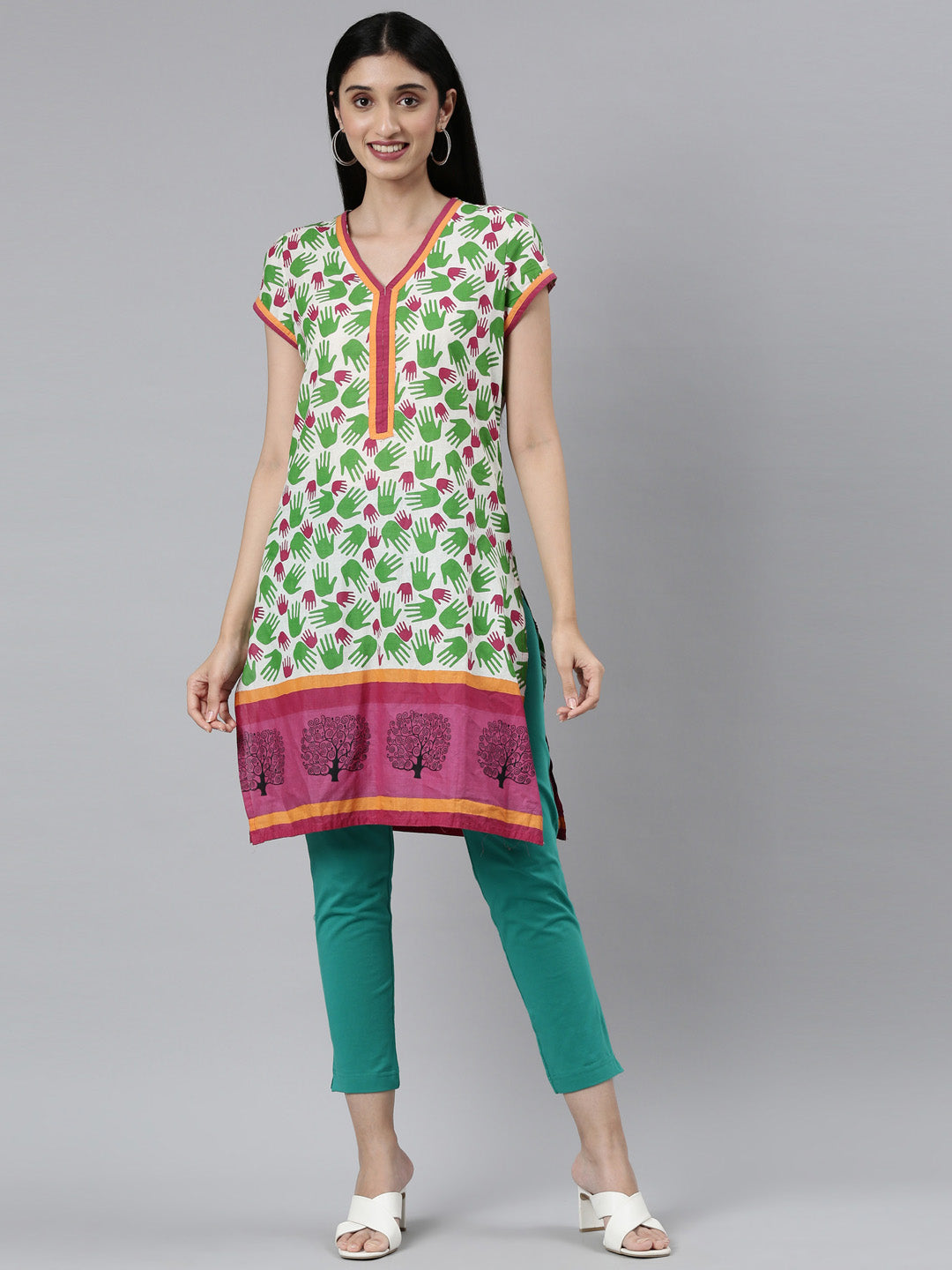 Peacock Green Cotton Stretch Kurti Pants
