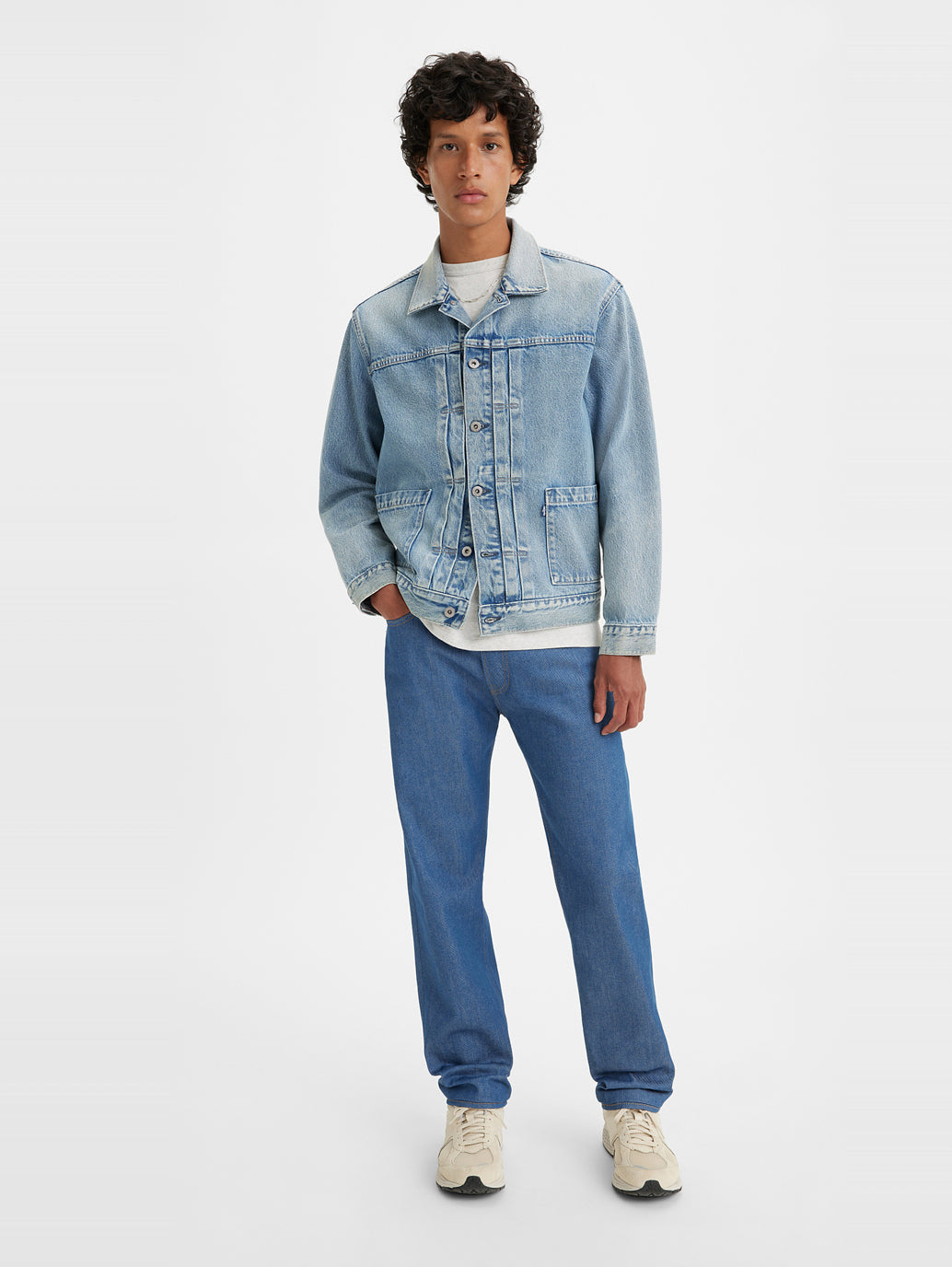 Men's 501 Blue Straight Fit Mid Rise Jeans