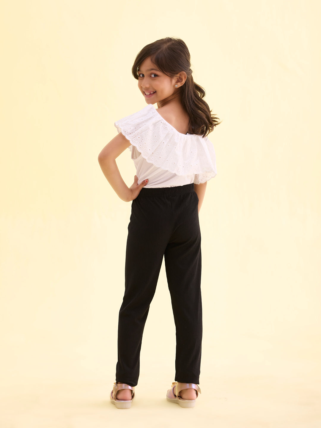Black Rayon Poly Stretch Rib Leggings