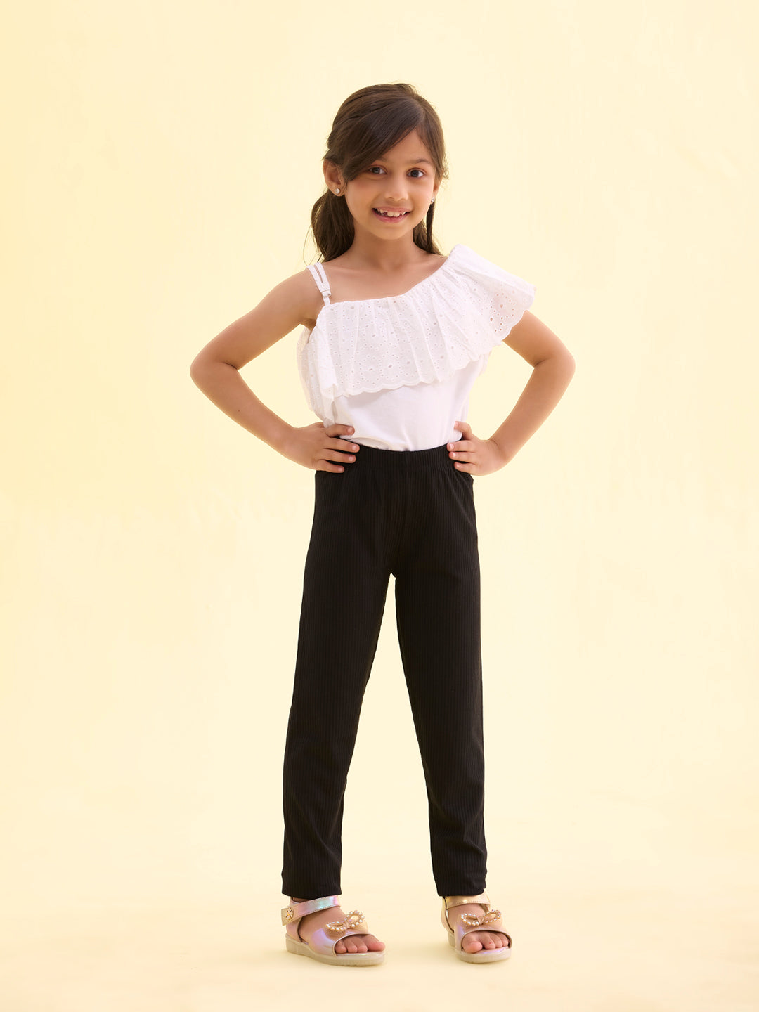 Black Rayon Poly Stretch Rib Leggings